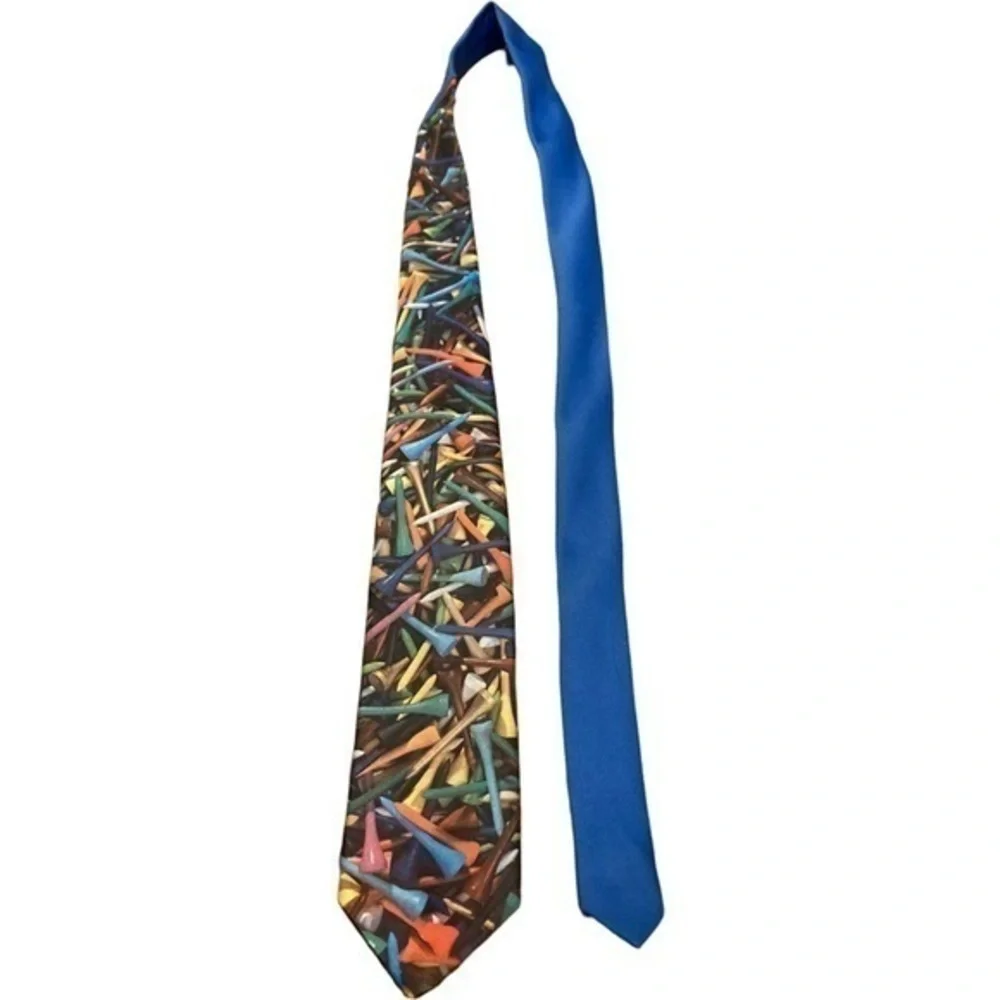Ralph Marlin Golf Tee Tie Mens Necktie Blue Golfer Gift Vintage